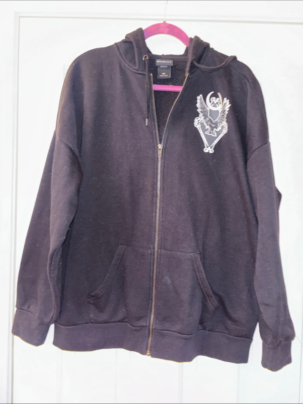 Wednesday Black Zip-Up Hoodie with Wednesday graphic small EUC